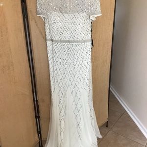 Adrianna Papell long silk beaded gown NWT